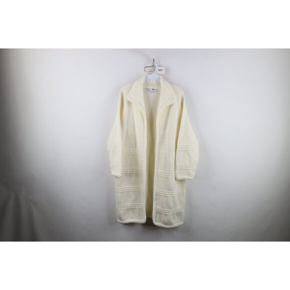 Vtg 60s 70s Streetwear Womens M Chunky Ribbed Knit Open Front Cardigan Sweater - Picture 1 of 11